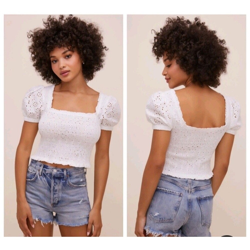 ASTR the Label Hudson Top White Eyelet X-Large NWOT